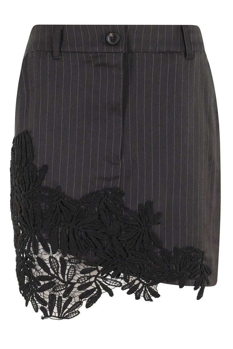 Essentiel Antwerp Chain-Striped Crochet Mini Skirt