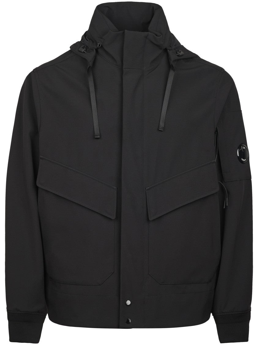 C.P. Company Matte Black Hooded Jacket With Distinctive Lens Detail