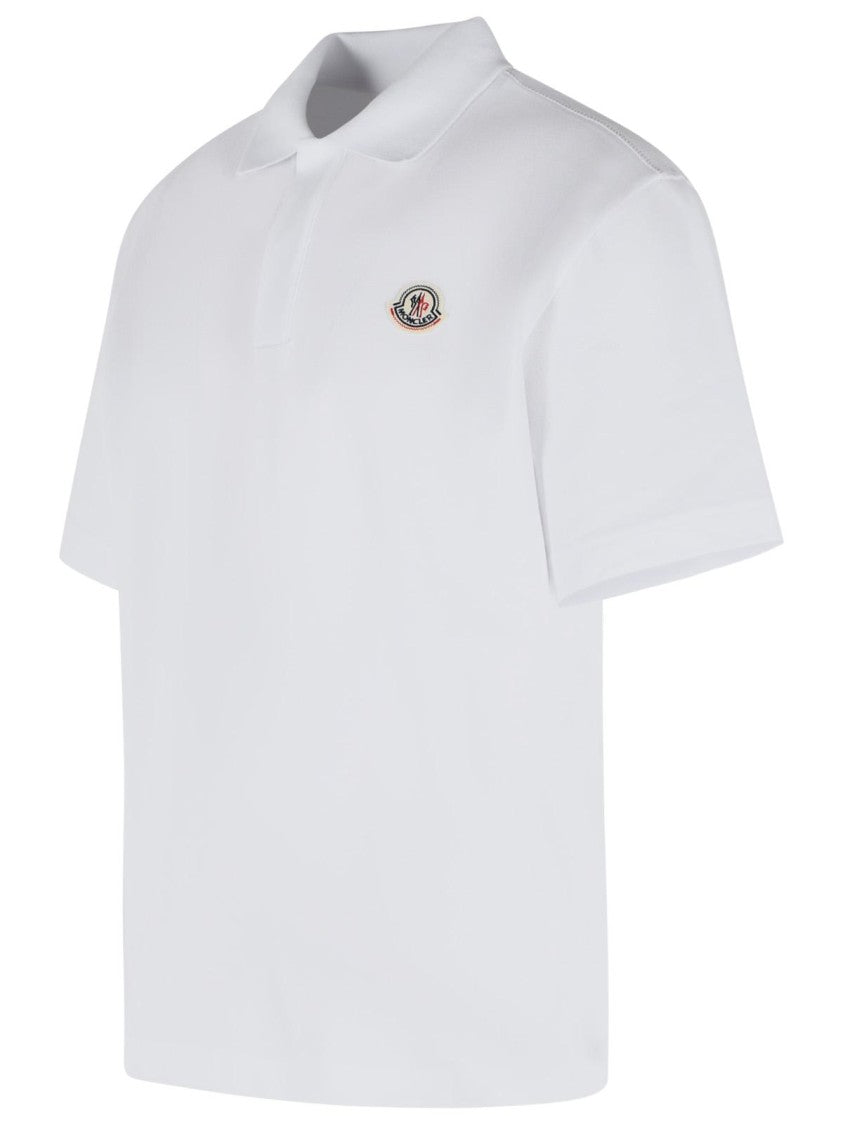 Moncler White Cotton Polo Shirt
