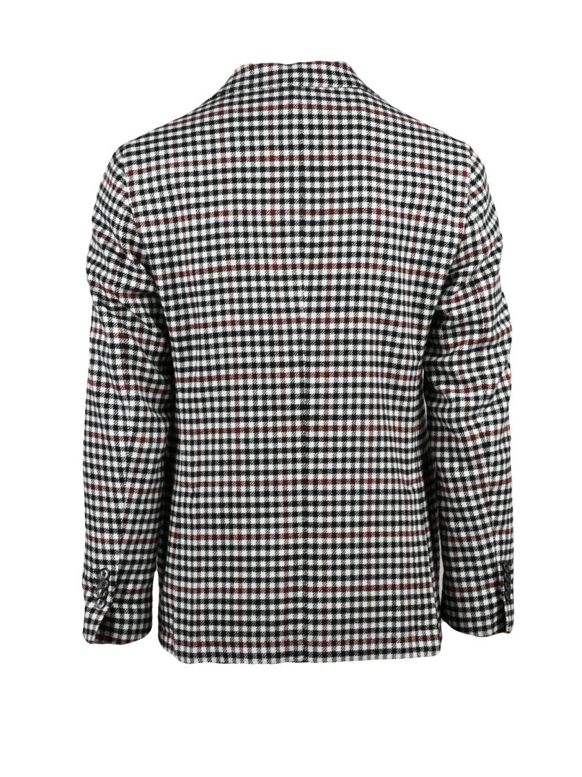 L.B.M. 1911 Rounded Checkered Jacket With Button Closure And Tailored Fit