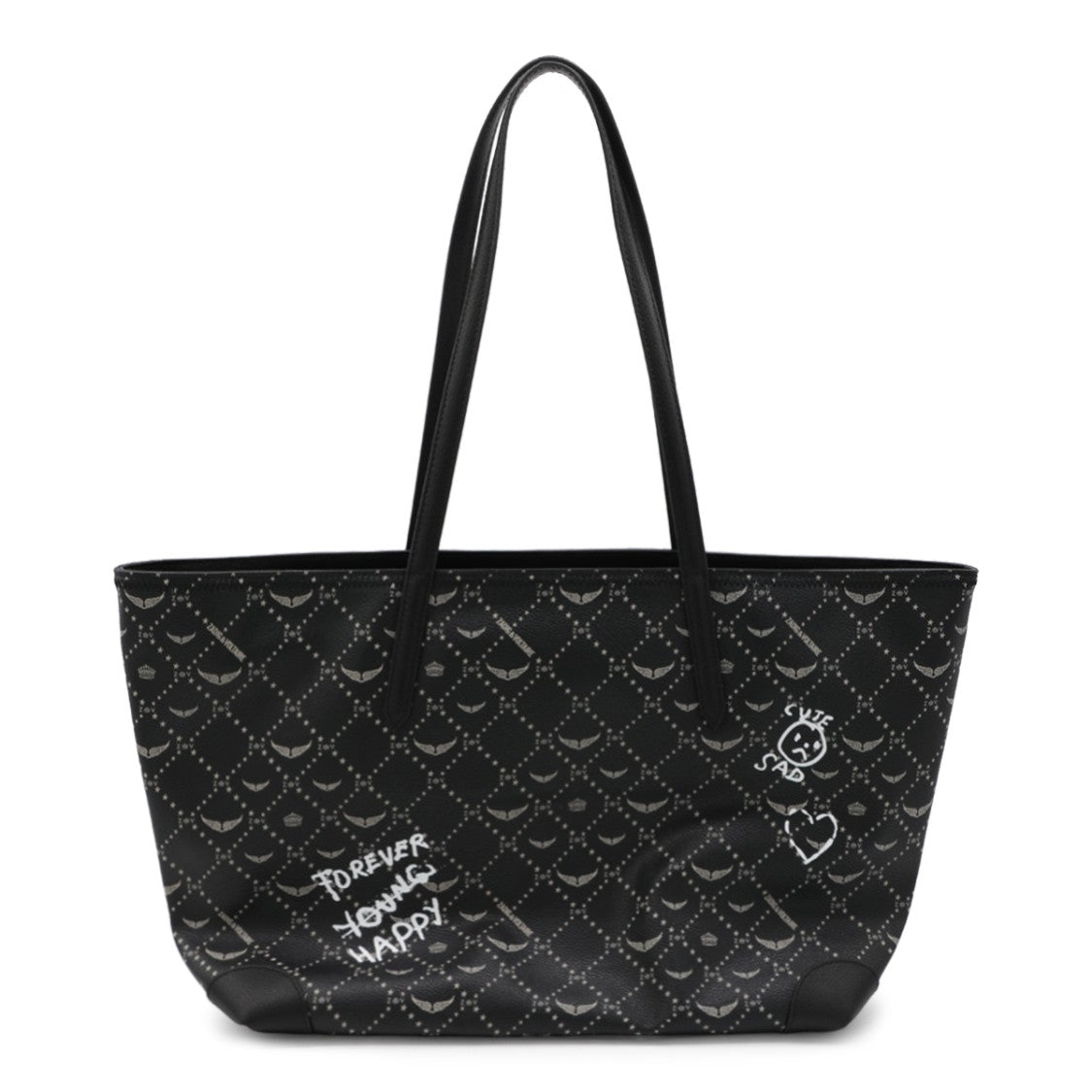 Zadig & Voltaire Diamond Patterned Graffiti Tote Bag