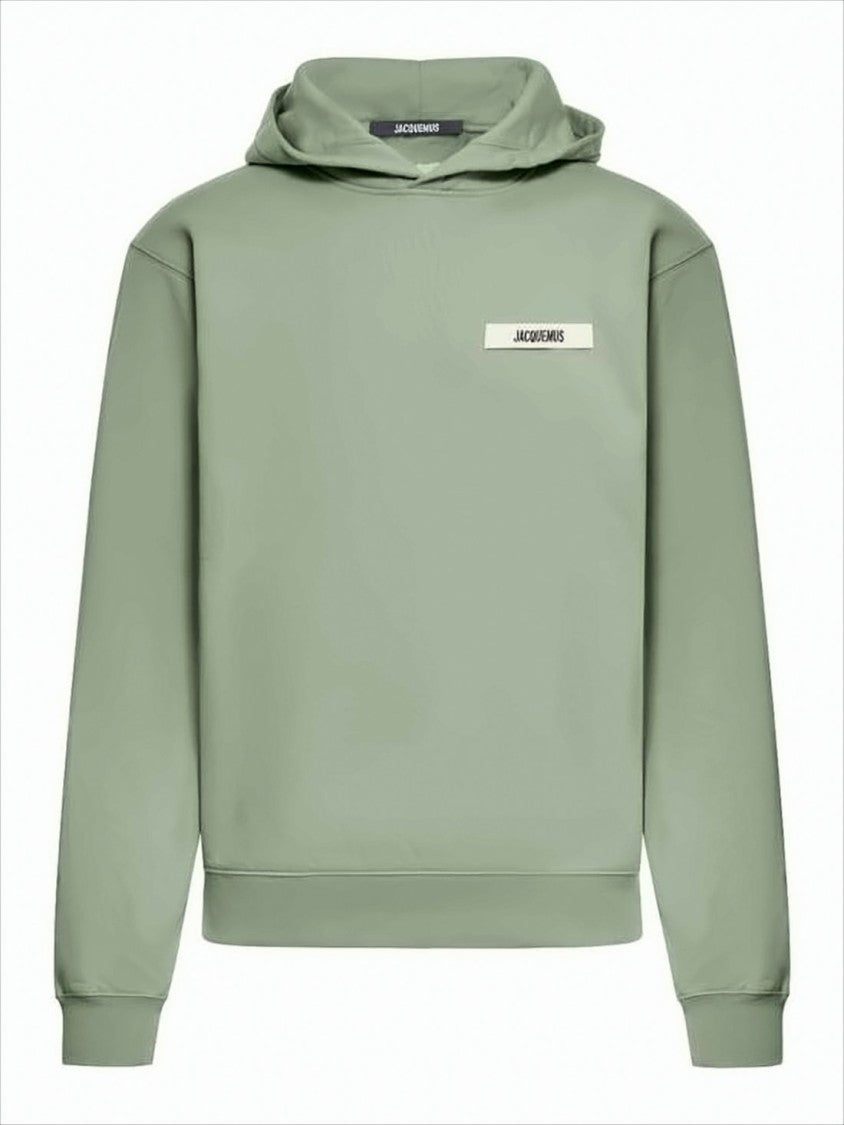 Jacquemus Boxy Sage Green Hoodie With Rectangular Patch Detail
