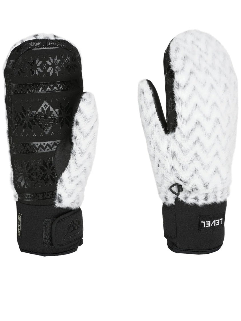 Level Plush Faux Fur Mittens With Nordic Patterns And Adjustable Straps