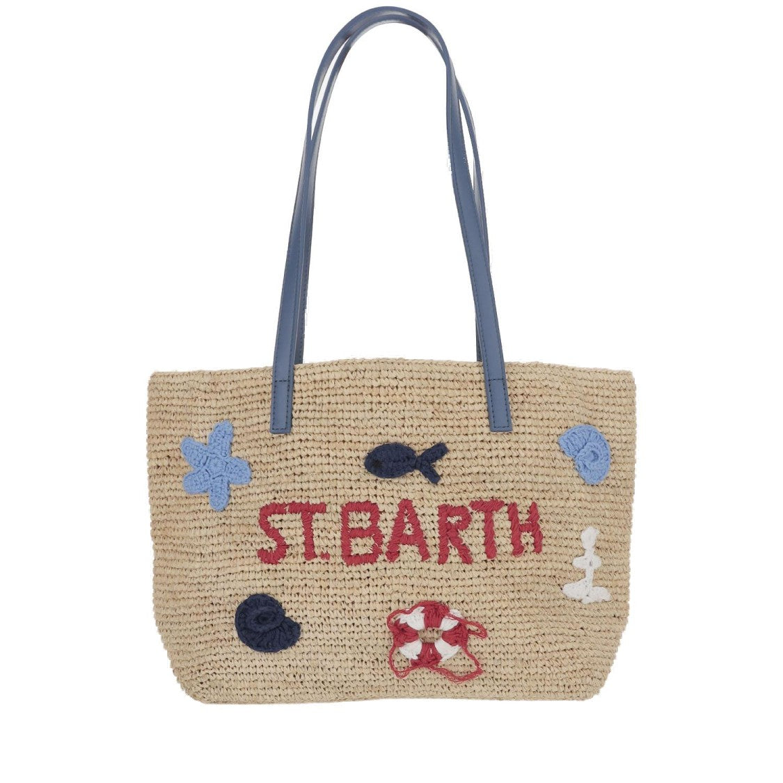 Mc2 Saint Barth Raffia Blend Bag With Beach Motif