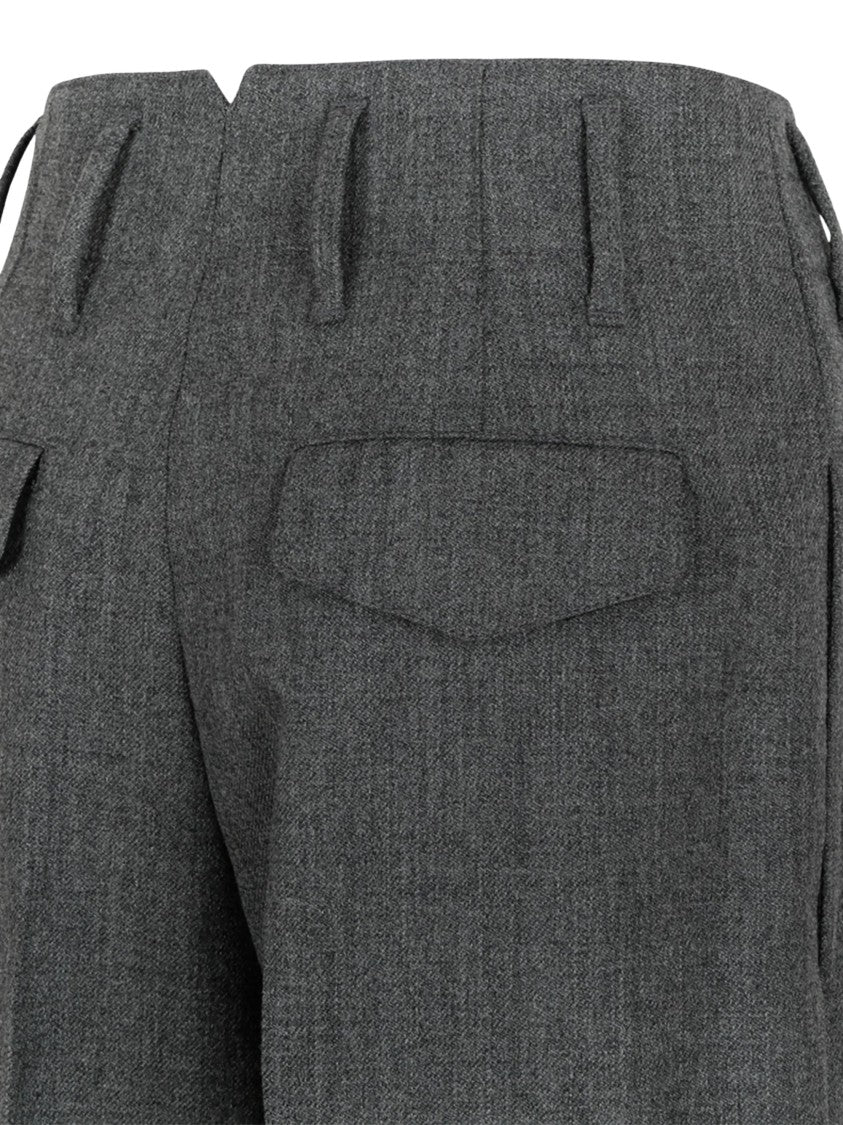 Ami Paris Grey Tailored Pleated Wool Pants