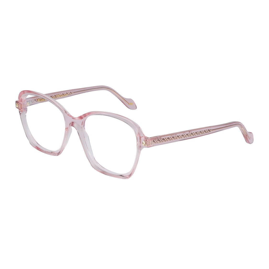 Kador Trilly Glamour-V Translucent Pink Cat-Eye Eyeglasses With Gold Accents