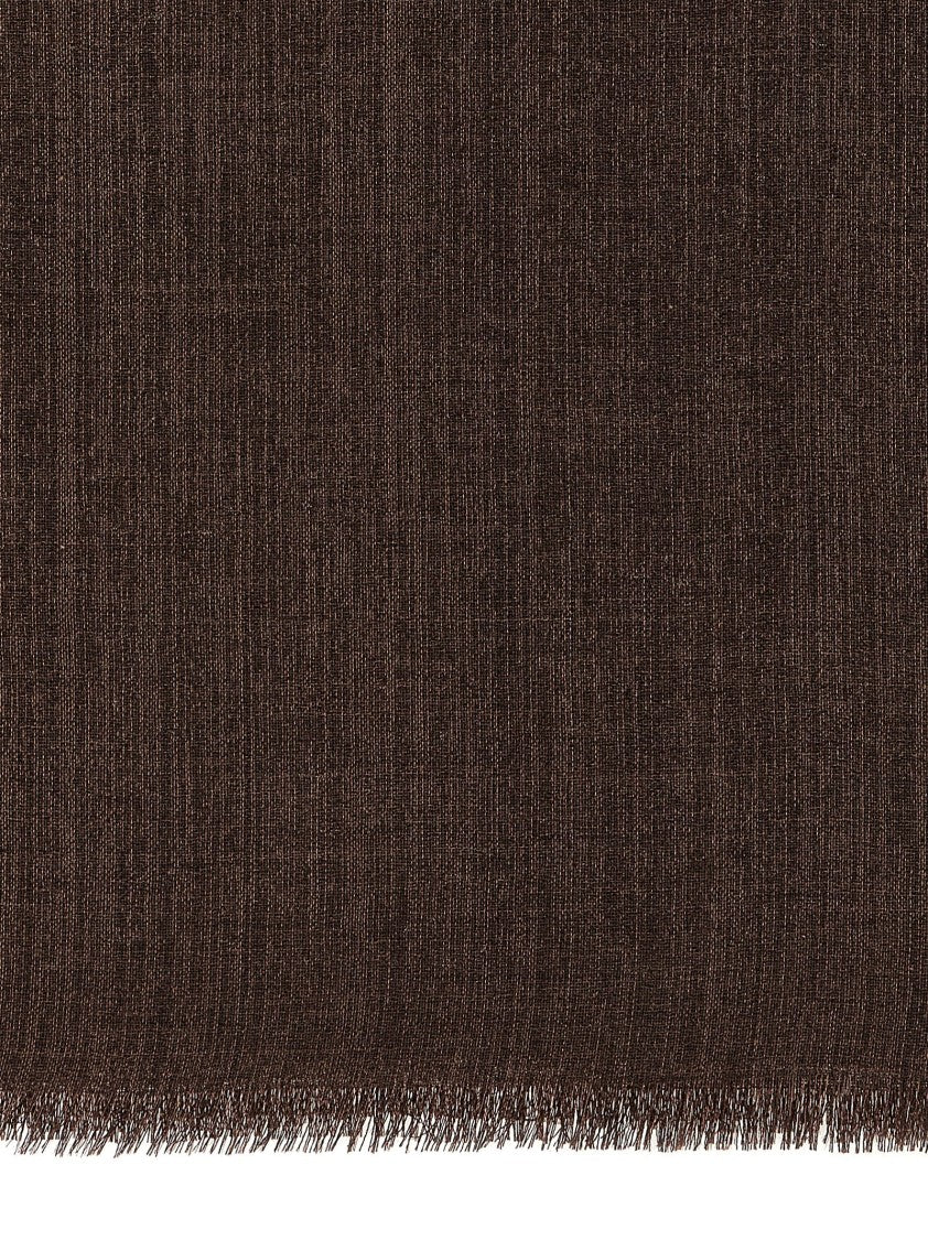 Brunello Cucinelli Fringed Lurex Cashmere Blend Scarf