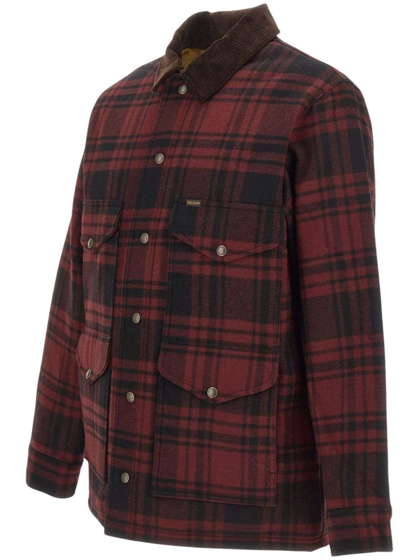 Filson Insulated Checked Jacket With Corduroy Collar And Flap Pockets