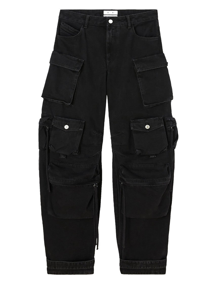 The Attico Relaxed-Fit Black Cargo Jeans With Adjustable Ankle Detail