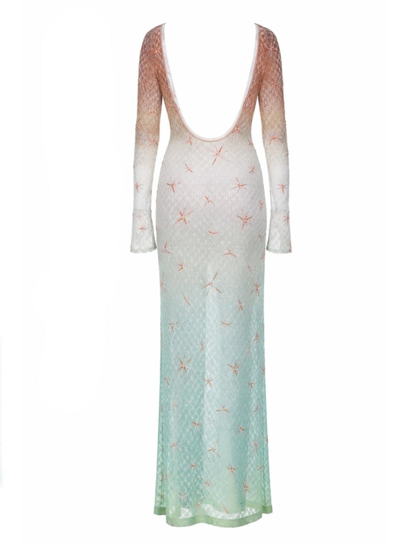 Missoni Gradient Star Pattern Metallic Maxi Dress