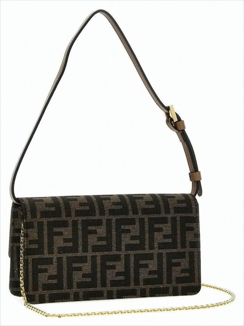 Fendi Monogram Shoulder Bag With Gold-Tone Clasp