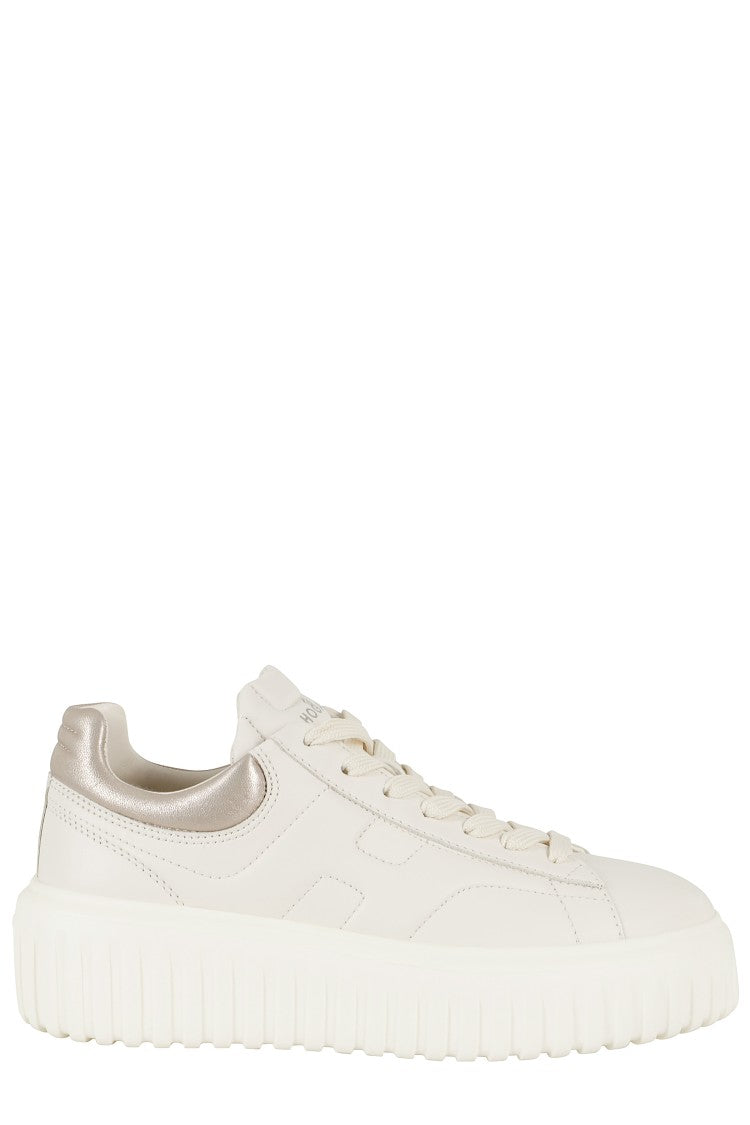 Hogan H Stripes Lace-Up Sneakers With Gold Accents