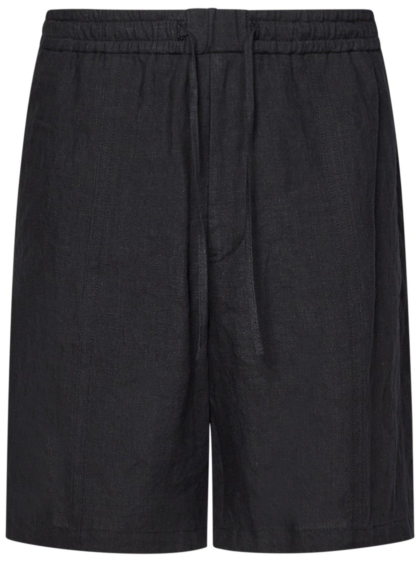 Emporio Armani Relaxed Fit Black Linen Shorts
