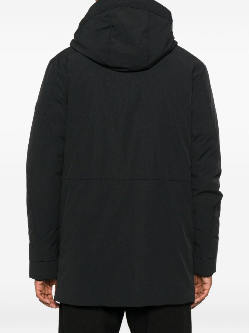 Peuterey Black Coat With Hood And Zippered Pockets