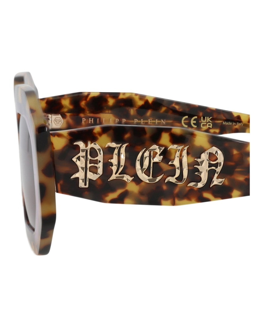 Philipp Plein Tortoiseshell Square-Frame Acetate Sunglasses With Saddle Nose Bridge