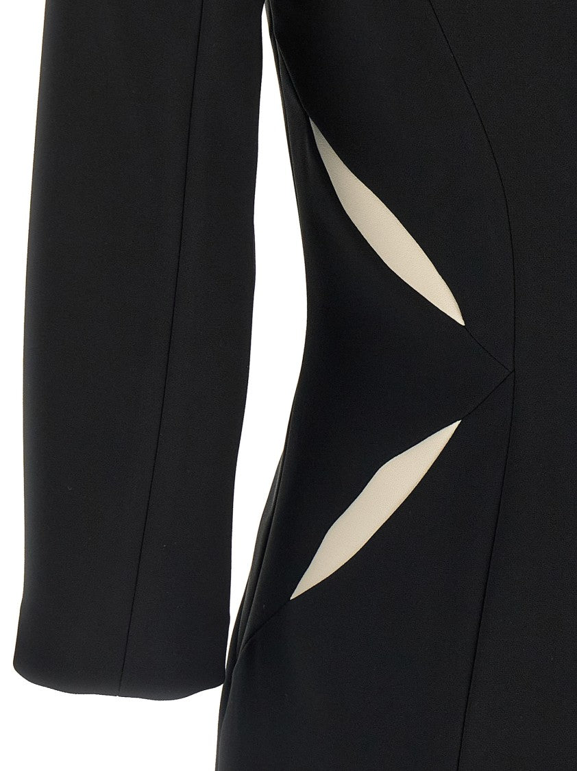 Elisabetta Franchi Mini Dress With Crewneck And Contrasting Waist Inserts