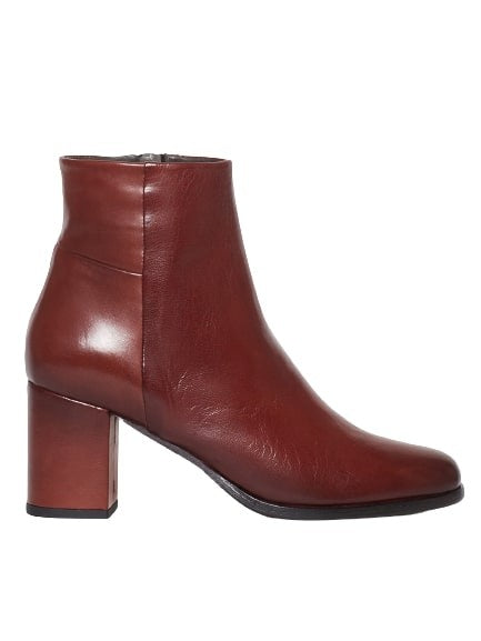 Rossano Bisconti Ankle Boot In Soft Cognac Leather With Side Zip