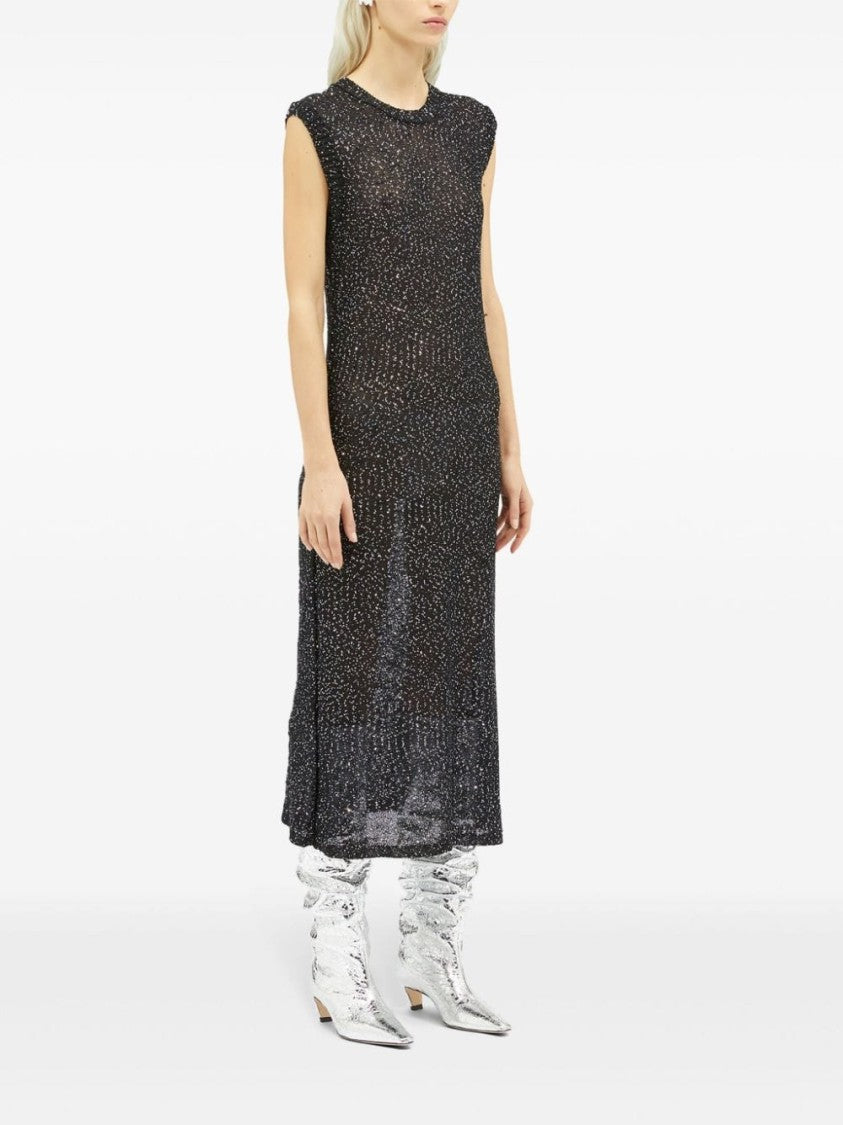 Msgm Black Long Knitted Dress