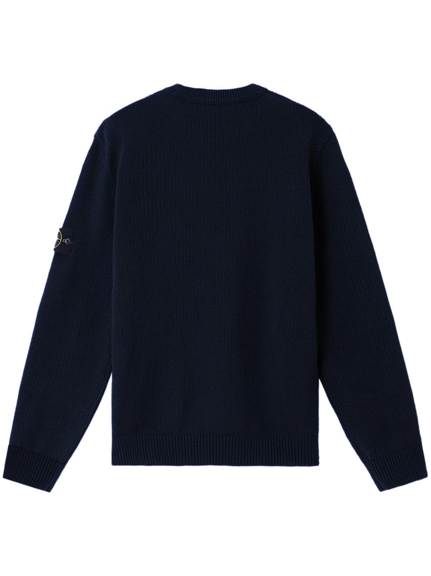 Stone Island Crew Neck Ribbed Knit Sweater