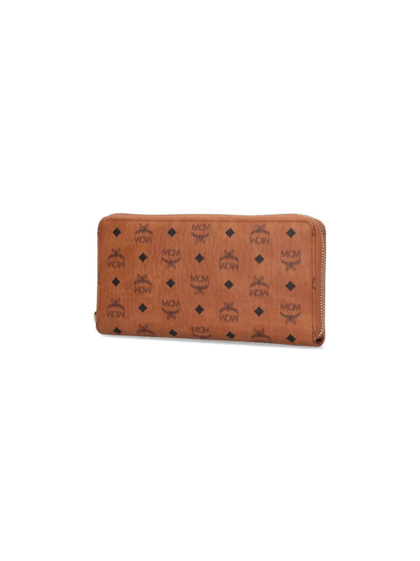 Mcm Brown "Visetos" Aren Large Zip Wallet