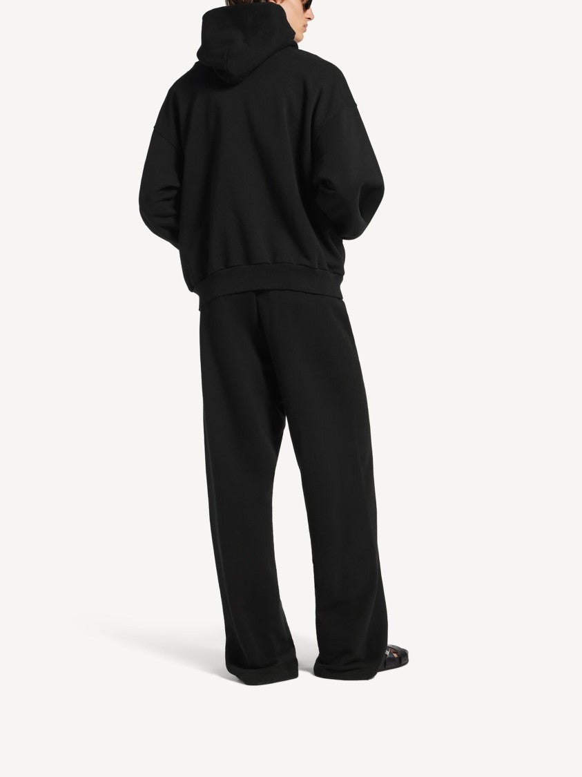 Balenciaga Black Medium Fit Graphic Cotton Hoodie