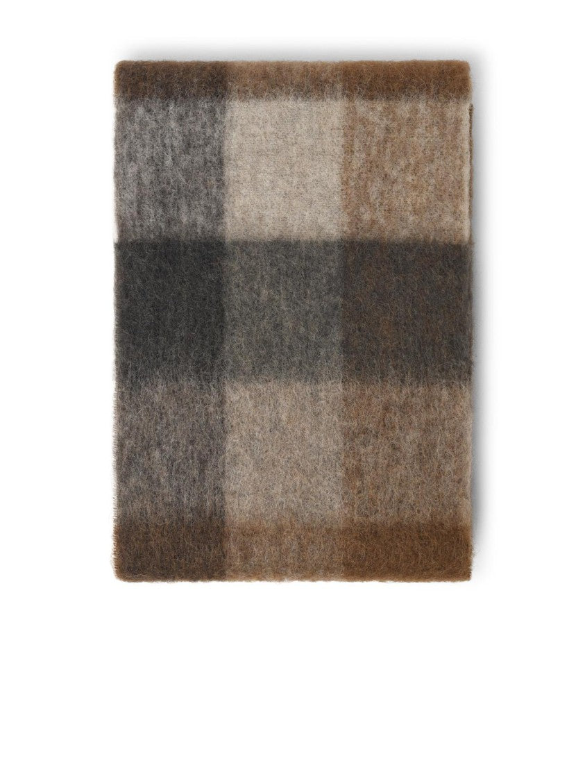Acne Studios Multicolor Check Fringed Alpaca-Blend Scarf