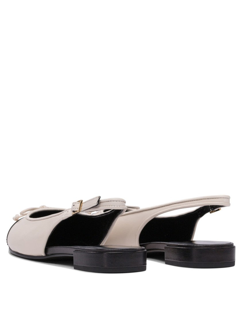 Tory Burch Slingback Heeled Shoes With Cap Toe And Bow Detail