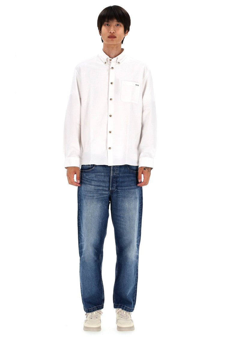 A.P.C. Relax Fit Cotton Piquet Shirt With Pocket