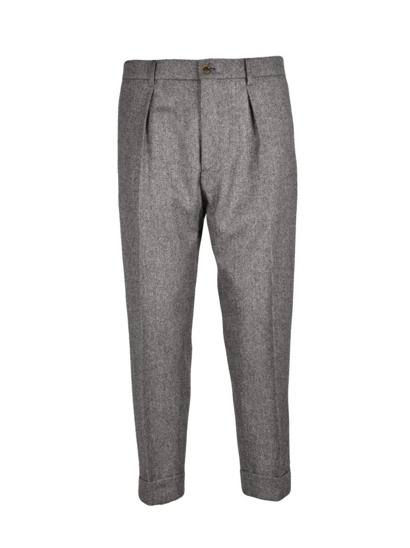 Berwich Beige Wool Herringbone Formal Pants