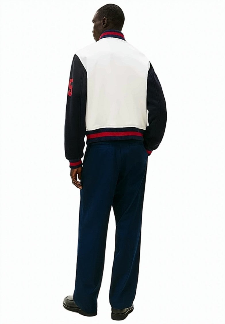 Tommy Hilfiger Leather Wool College Bomber Jacket