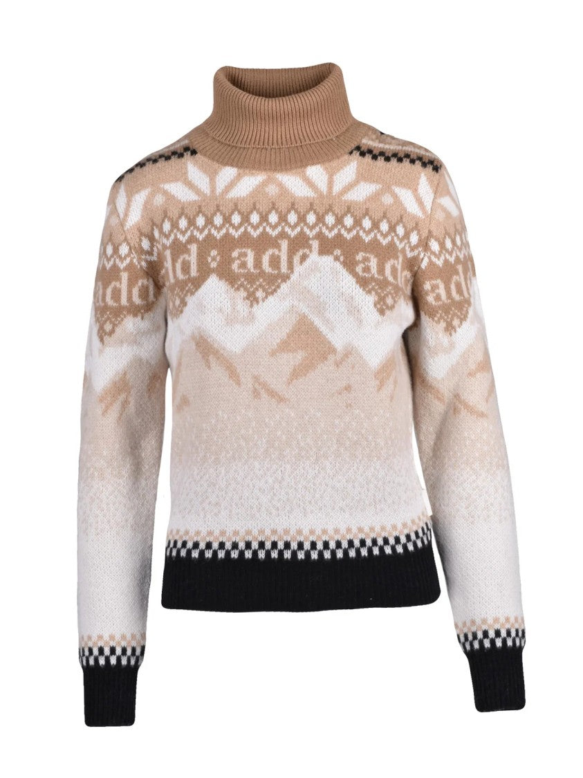 Add Gradient Turtleneck Sweater With Geometric Pattern