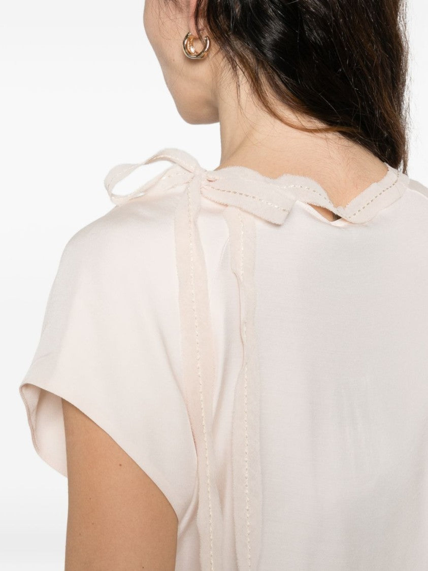 Pinko Short-Sleeve Blouse With Side Bow Detail