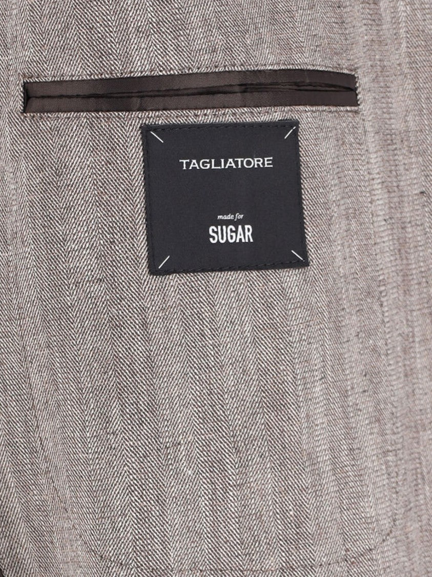 Tagliatore Grey Herringbone Notch Lapel Tailored Jacket