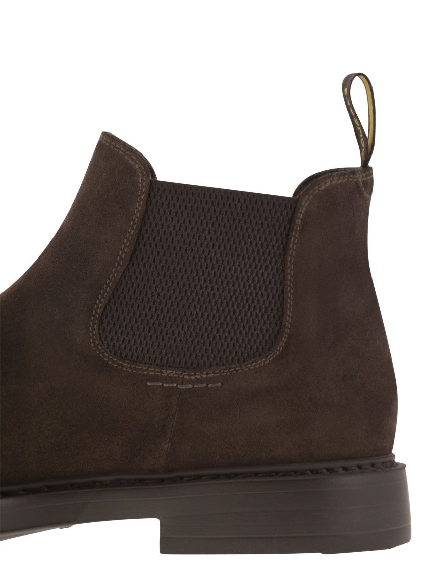 Doucal's Brown Suede Chelsea Boot With Elasticated Sides