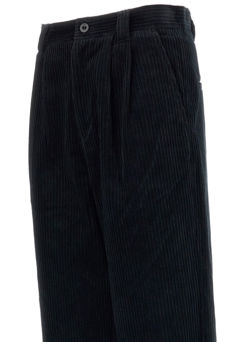 A.P.C. Black Pleated Tapered Cotton Corduroy Trousers