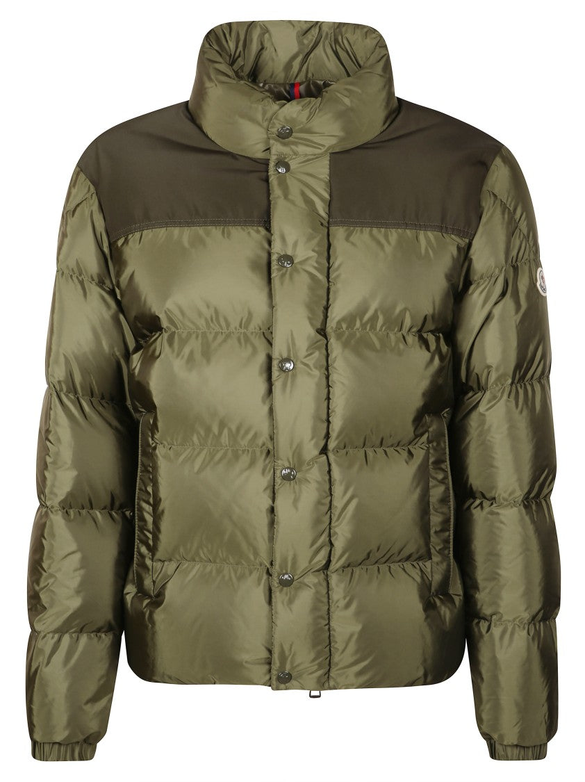 Moncler Structured Green Coat With Minimalistic Design
