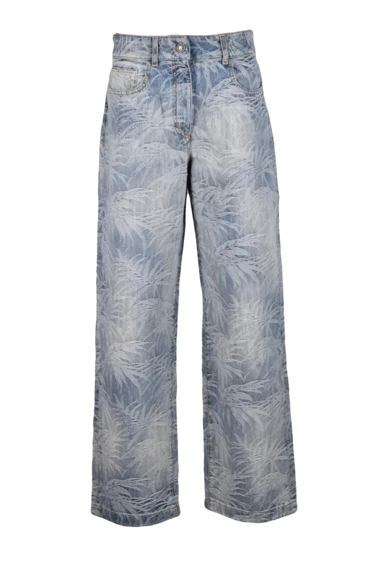 Palm Angels Loose Jacquard Jeans - Light Blue