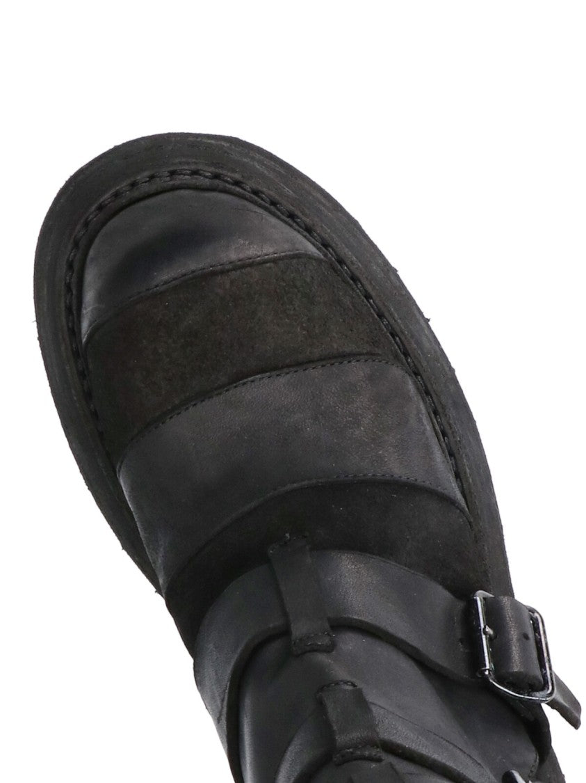 Guidi Black Rugged Buckle Strap Boots