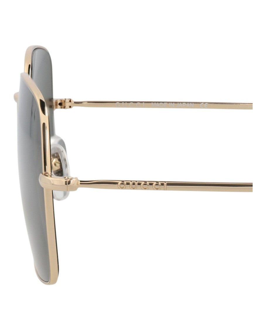Gucci Square-Frame Metal Sunglasses With Adjustable Nosepads
