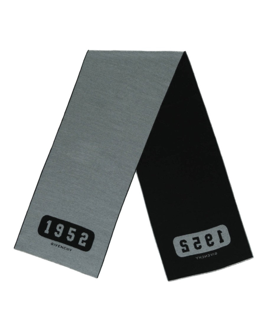 Givenchy Elongated Grey Wool College Scarf With Knitted Ends