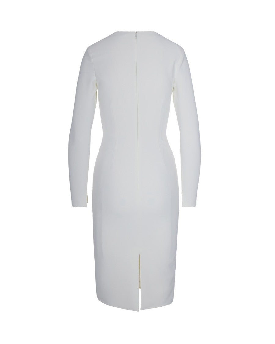 Elisabetta Franchi Light Crepe Dress With Ivory Jewel Chain