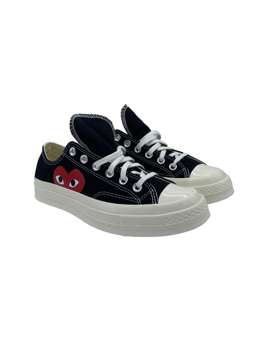 Cdg Play Low-Top Black Sneakers With Iconic Heart Emblem