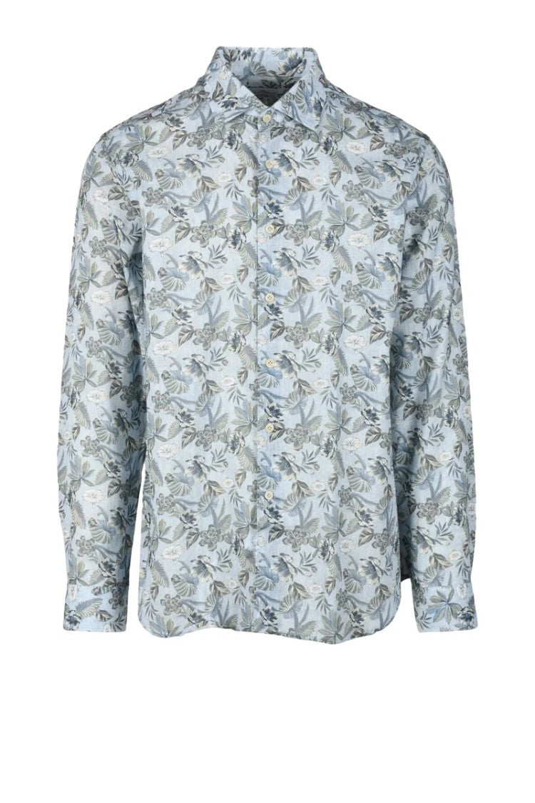 Brio Sky Blue Floral Cotton Shirt