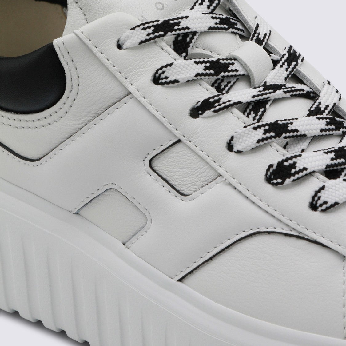 Hogan White And Black Leather Sneakers