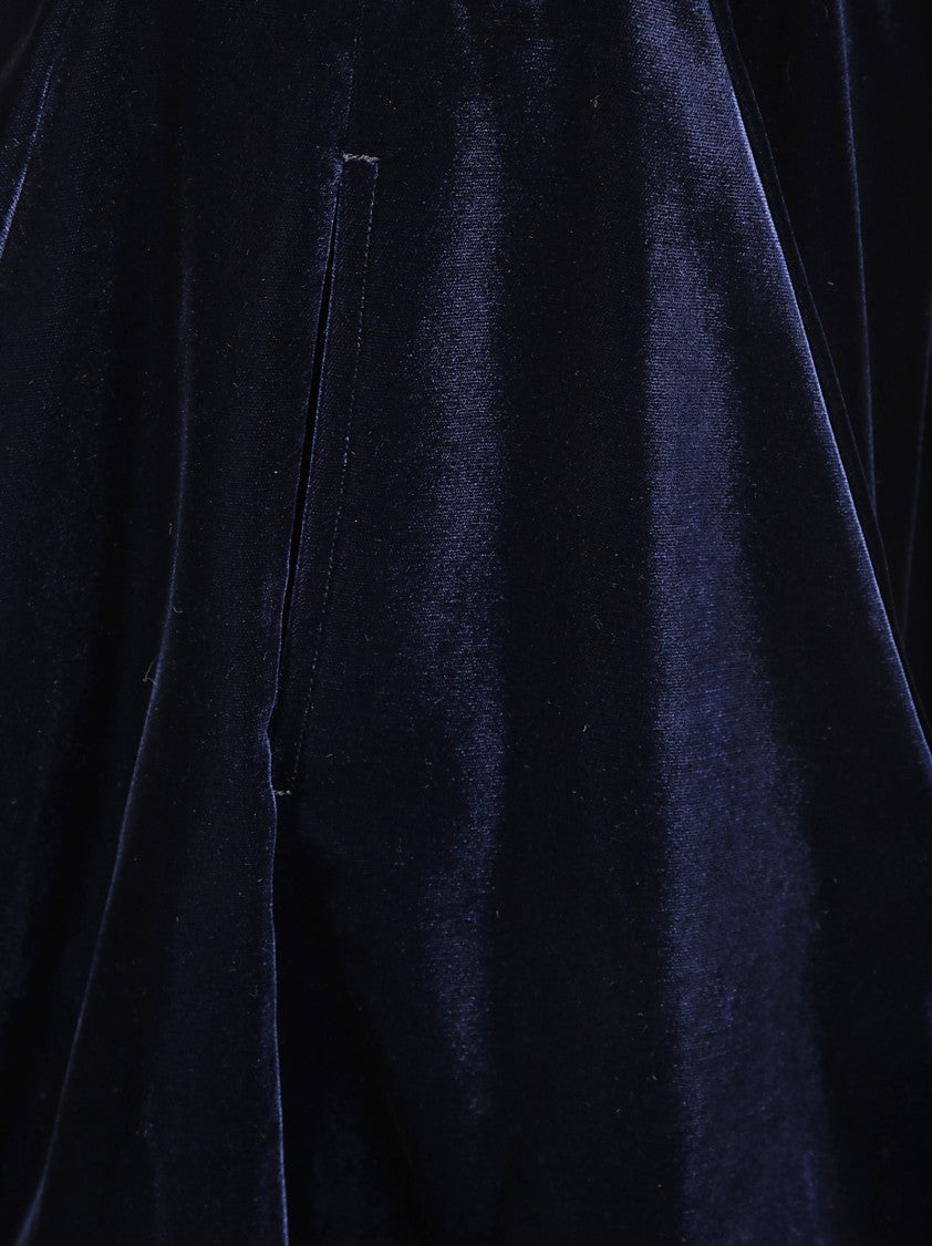 Comme Des Garçons Dark Blue Velvet Jumpsuit With Concealed Closure