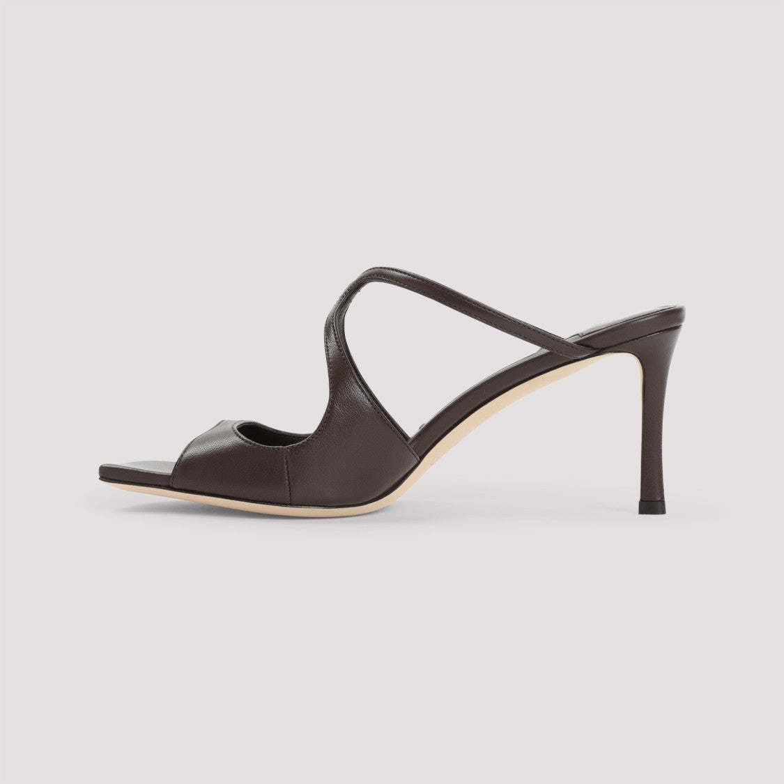 Jimmy Choo Peep-Toe Brown Sandals With Crisscross Straps And Comfortable Heel
