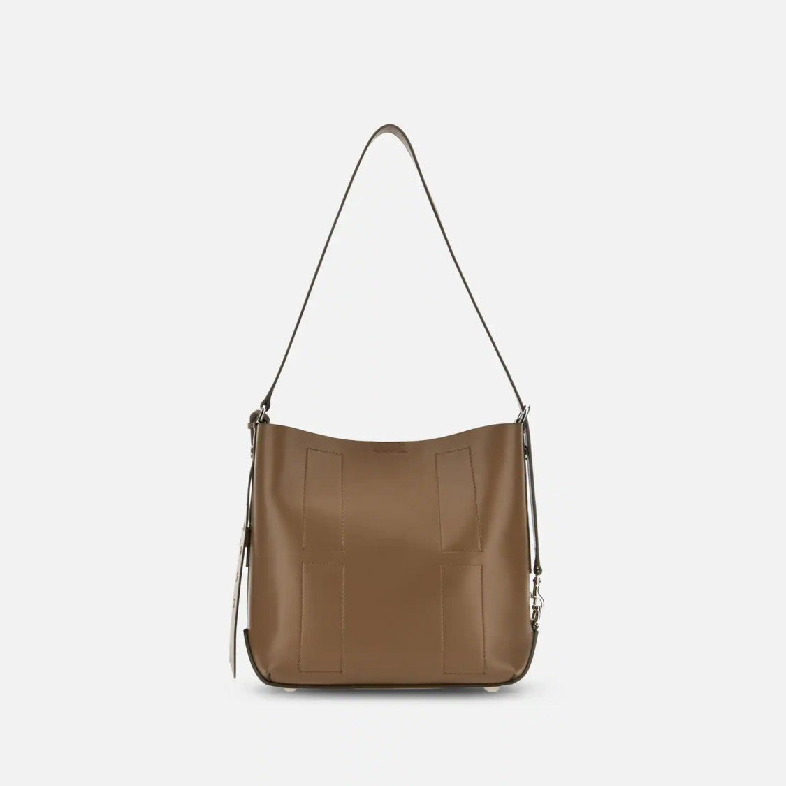 Hogan Compact Hobo Bag In Natural Beige Leather