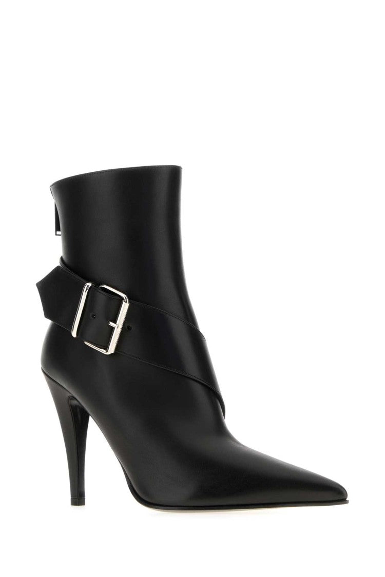 Alexander Mcqueen Black Leather Ankle Boots