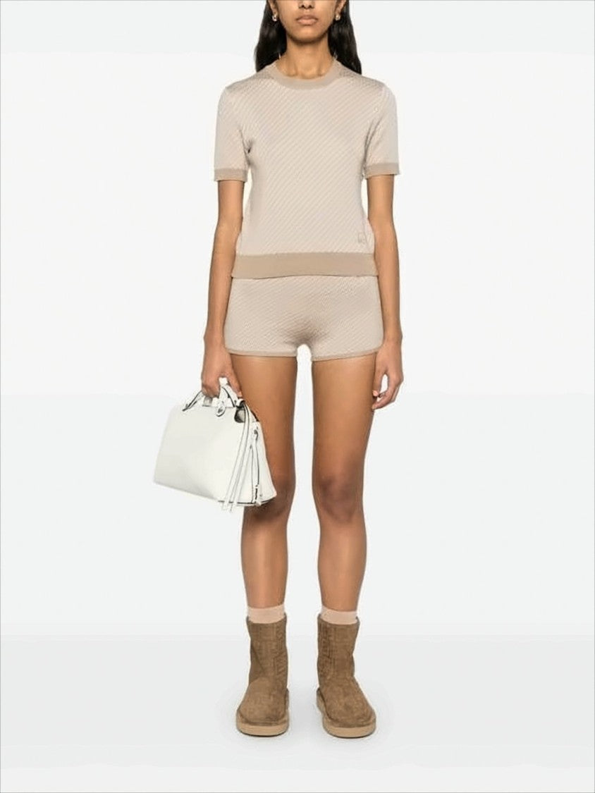 Fendi Textured Knit Sweater With Ribbed Trims