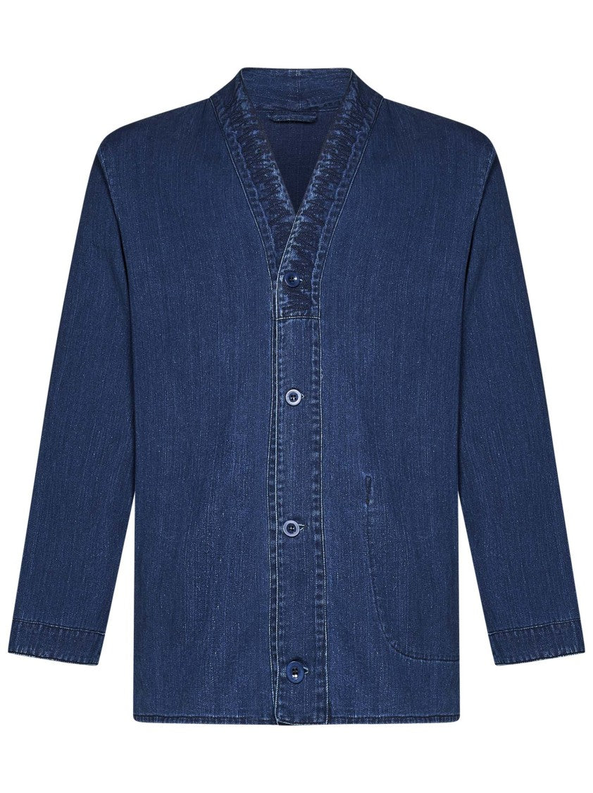East Harbour Surplus V-Neck Blue Denim Shirt